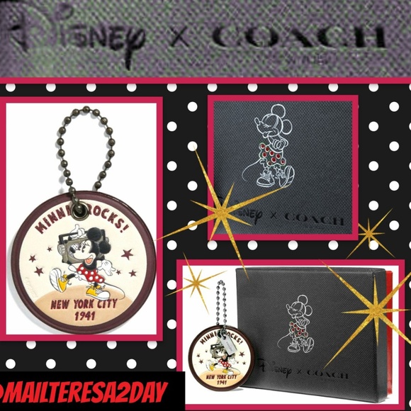 💖©Disney x COACH®Minnie Mouse Rock N Roll Hangtag - Picture 1 of 3